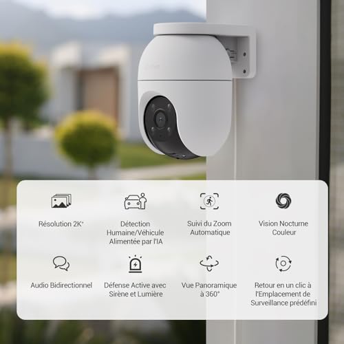 EZVIZ C8c 4MP Caméra de Surveillance Extérieure IP65 pour Sécurité Défense Active avec Vision Nocturne en Couleur et Sui