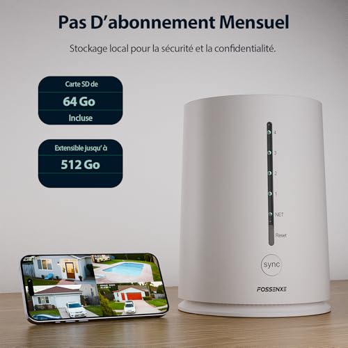 FOSSENXE 2K Camera Surveillance WiFi Exterieure Solaire | Caméra Zéro Frais | Détection Mouvement PIR & Vision Nocturne