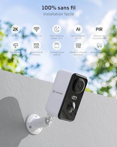Caméra de surveillance COCOCAM 2K WiFi Exterieure sans Fil AI Détection