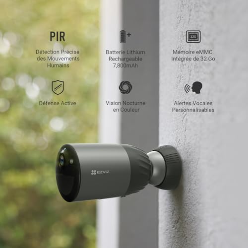 Caméra de surveillance EZVIZ BC1C 1080P Outdoor Sans Filiciel D'Autonomie Longue Vision Nocturne Couleur Audio Bidirecti