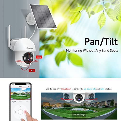 ANRAN Caméra Surveillance WiFi Blanc | Extérieur sans Fil, Batteries Solaire, PIR Détection Humaine, App Mobile Contrôle
