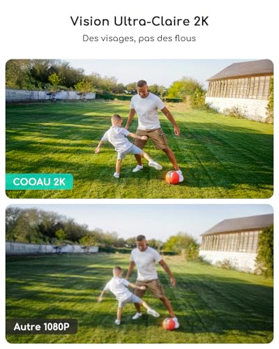 COOAU 2K Caméra de Surveillance Exterieure sans Fil | Caméra Solaire 3MP 360° PTZ, Wi-FI 6, 2 Paquets