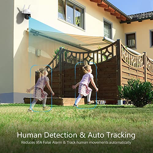 Ctronics 2PCS Caméra Surveillance WiFi Exterieure 1080P PTZ Caméra IP WiFi Suivi Auto Détection Humaine Étanche Vision N