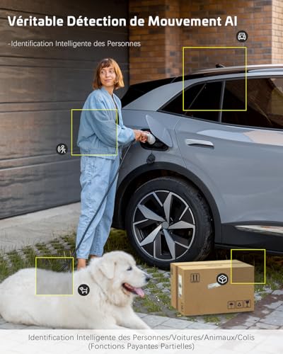 COCOCAM Caméra de Surveillance Extérieure 2K WiFi sans Fil AI Détection Humaine Vision Nocturne Couleur Audio Bidirectio