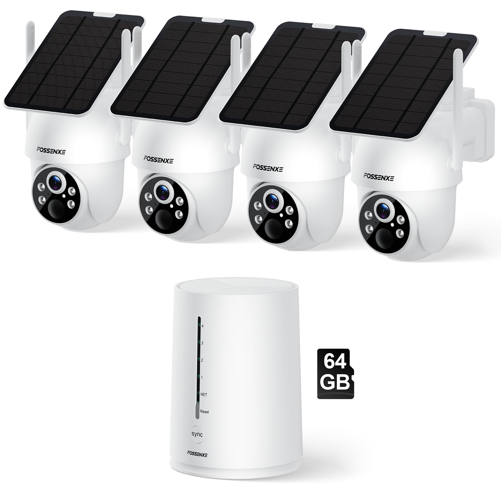 FOSSENXE 2K Camera Surveillance WiFi Exterieure Solaire | Caméra Zéro Frais | Détection Mouvement PIR & Vision Nocturne